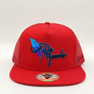 gorra plumita azul roja